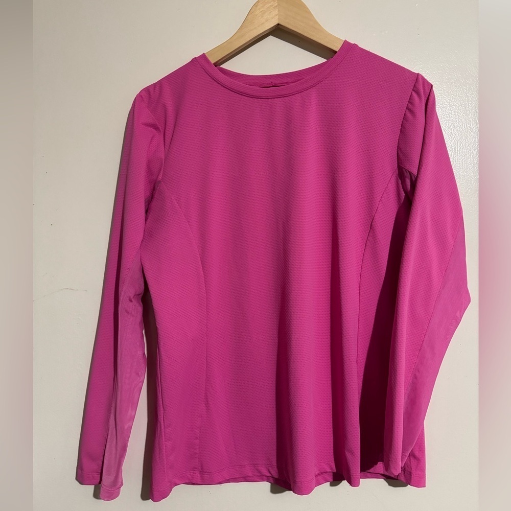 X by Gottex Long Sleeve Top Golf tshirt Large pink ruffles
